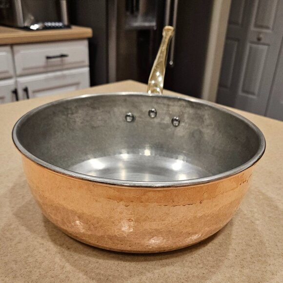 RARE RUFFONI COPPER HAMMERED COPPER CHEF'S PAN RISOTTO POT - Picture 6 of 10